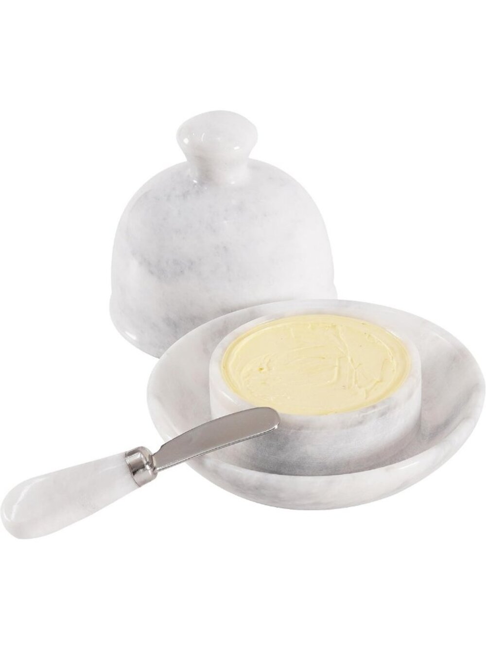 Elegant Marble Butter Dish with Lid | 6" French Style Countertop Crock